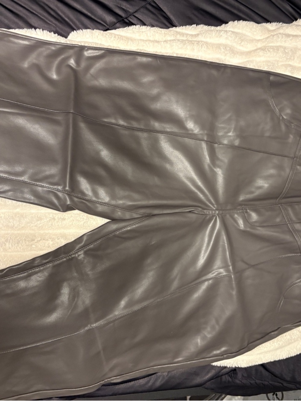 PrettyLittleThing Plus Black Faux Leather Trousers